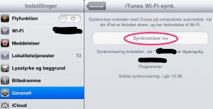 iPad Wi-Fi sync med iTunes manuelt